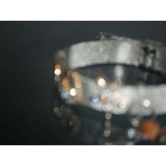 Tiger Eye Gemstone- Stainless Steel Mesh Keeper Bracelet-Band-Slide Charms-552 - Picture 6 of 9